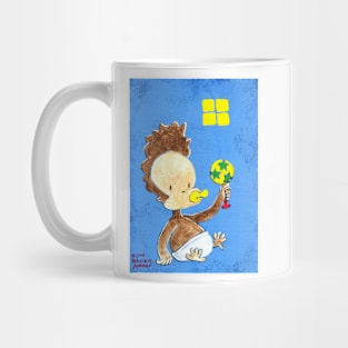 Baby Ape Boy on Blue Mug